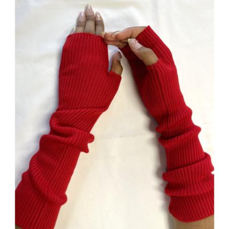 Manchons cotes coton cachemire rouge