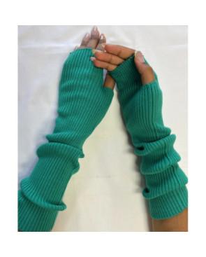 Manchons cotes coton cachemire vert