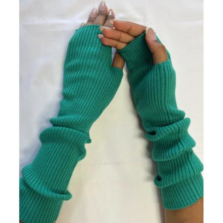 Manchons cotes coton cachemire vert