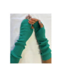 Manchons cotes coton cachemire vert
