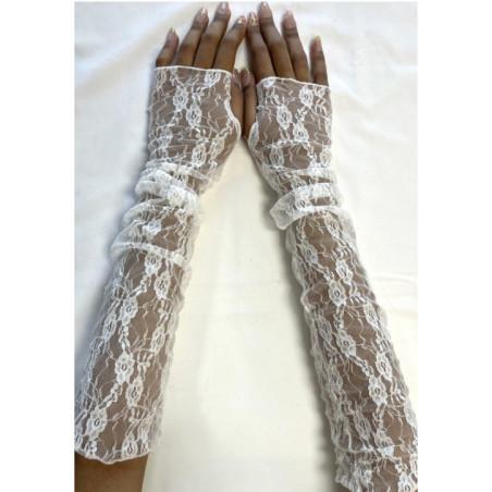 Mitaines fine dentelle petites fleurs