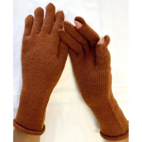 Gants Laine Doigts ouverts bruns