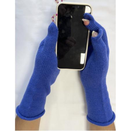 Gants Laine Doigts ouverts Bleu Klein