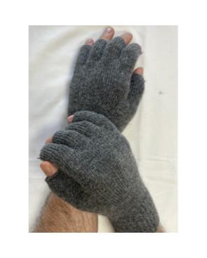 Mitaines-5-doigts-laine-angora-MIXTE-Gris-antracithe