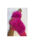 Mitaines Laine Fake Fourrure Fushia