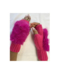 Mitaines Laine Fake Fourrure Fushia