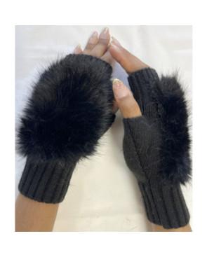 Mitaines Laine Fake Fourrure noir