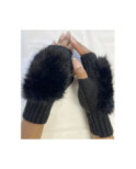 Mitaines Laine Fake Fourrure noir