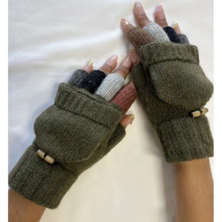 Mitaines-5-Doigts-rabats-pouce-ouvert-kaki