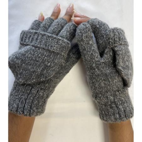 Mitaines-unie-5-Doigts-rabats-velcro-pouce-fermé-gris-tacheté-profil