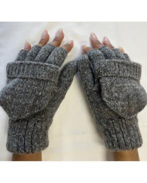  Mitaines-unie-5-Doigts-rabats-velcro-pouce-fermé-gris-tacheté-détail