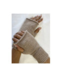 Mitaines manchons Laine Angora Taupe