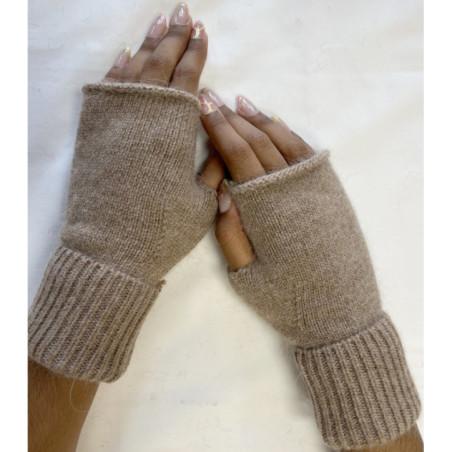 Mitaines manchons Laine Angora Taupe