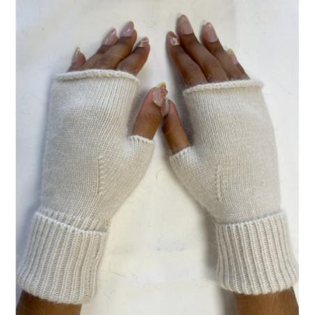 Mitaines manchons Laine Angora ivoire