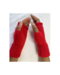Mitaines manchons Laine Angora rouge