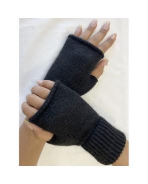 Mitaines manchons Laine Angora Noires