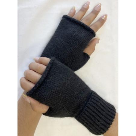 Mitaines manchons Laine Angora Noires