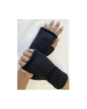 Mitaines manchons Laine Angora Noires