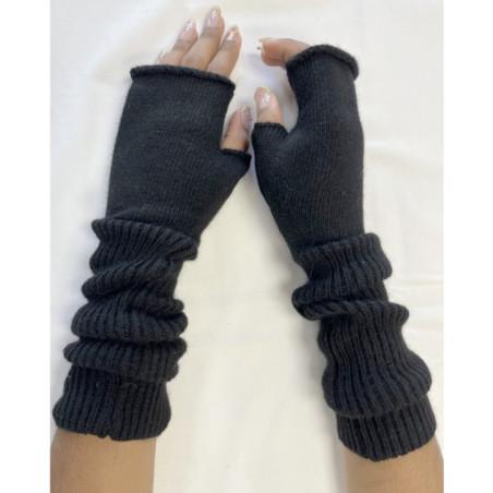 Mitaines-tubes-laine-cotes-NOIR