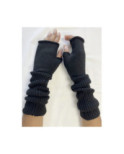 Mitaines Longues laine Cotes chics noires