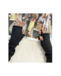 Mitaines Longues laine Cotes chics noires