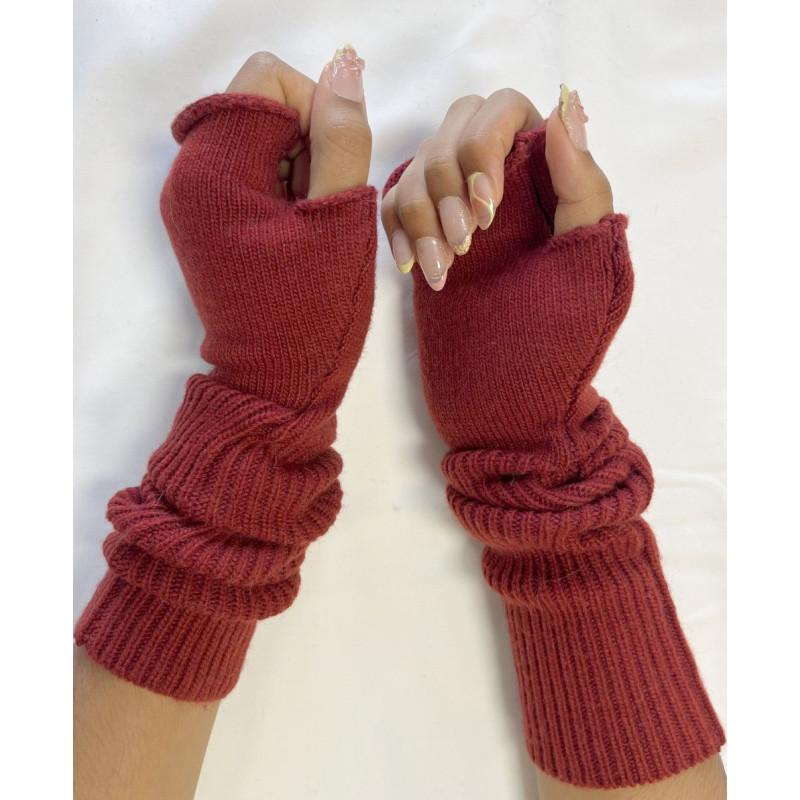 Mitaines Longues laine Cotes chics rouge italien