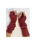 Mitaines Longues laine Cotes chics rouge italien
