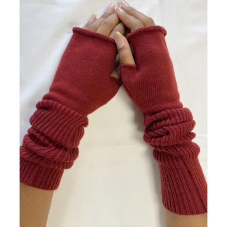Mitaines Longues laine Cotes chics rouge italien