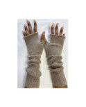 Mitaines Longues laine Cotes chics Taupe