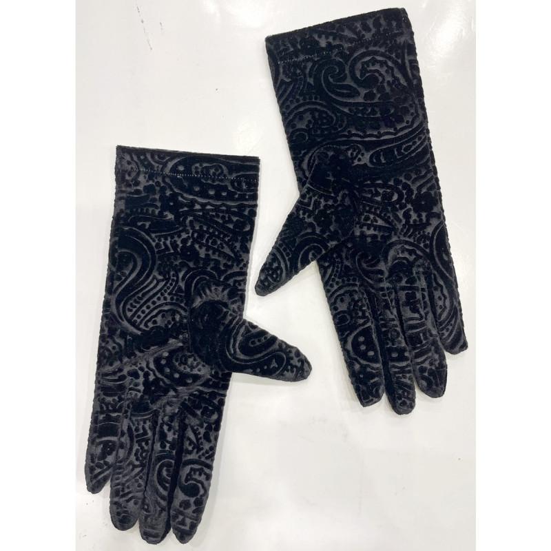 Gants Velours Frappé Flor Noir Caprices