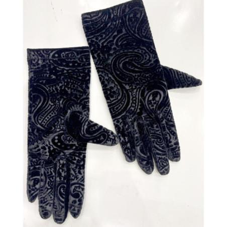 Gants Velours Frappé Flor Noir Caprices
