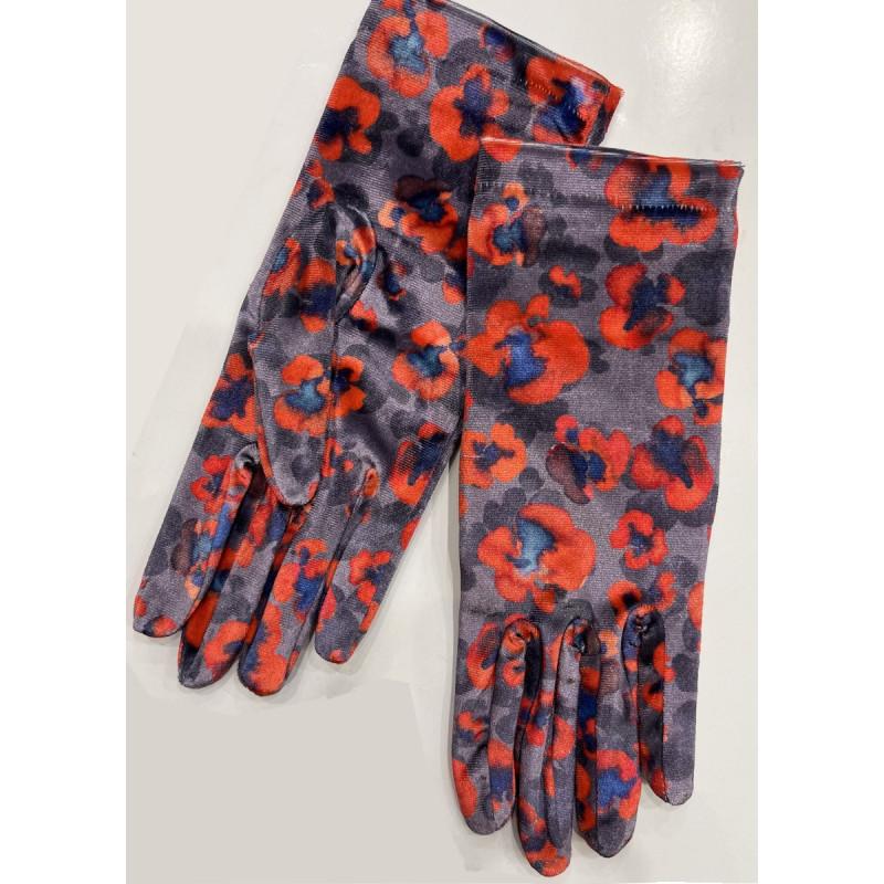 Gants Velours imprimé Papaverro Coquelicot
