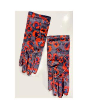 Gants Velours imprimé Papaverro Coquelicot