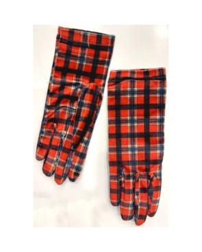 Gants Velours imprimé Scotty Tartan Rouge