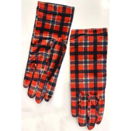 Gants Velours imprimé Scotty Tartan Rouge