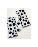 Mitaines Hiver Blanches Pois noir polaire reversible