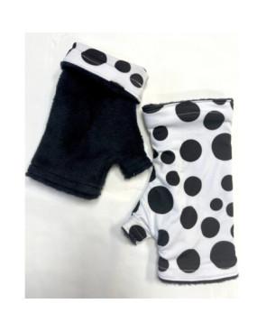 Mitaines Hiver Blanches Pois noir polaire reversible