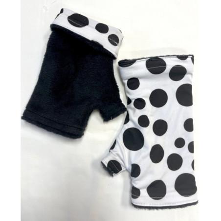 Mitaines Hiver Blanches Pois noir polaire reversible