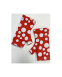 Mitaines Hiver rouges Pois Blanches polaire reversible