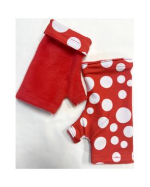 Mitaines Hiver rouges Pois Blanches polaire reversible