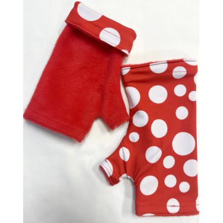Mitaines Hiver rouges Pois Blanches polaire reversible