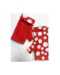 Mitaines Hiver rouges Pois Blanches polaire reversible