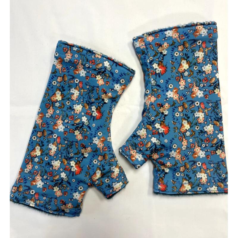 Mitaines Hiver Iris Fleurs Bleues   reversible Caprices