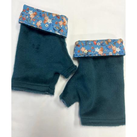 Mitaines Hiver Iris Fleurs Bleues   reversible Caprices