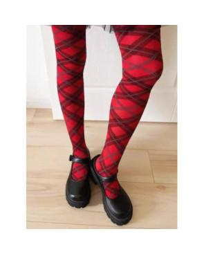 Collant  Argyle Ecossais Rouge