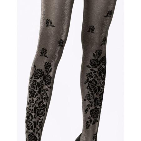 Collant Pierre Mantoux Opaque Lurex Bouquet Flocké