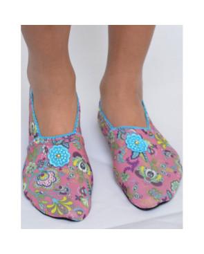 Chaussons-light-imprimé-les-petits-caprices-Lilaya-bleu-vintage-face