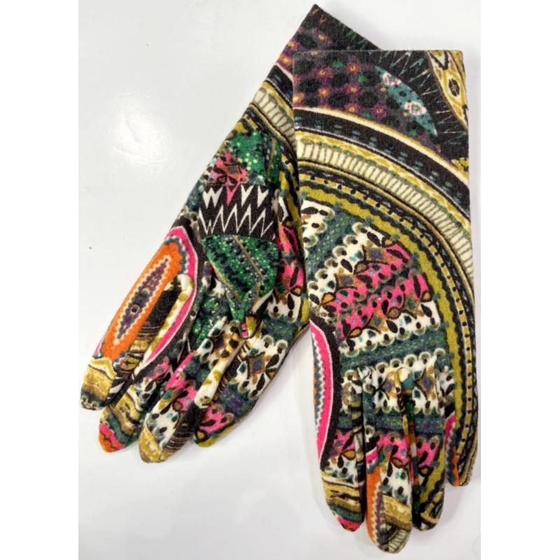 Gants polaire Ixli Katacha vert roses