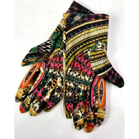 Gants polaire Ixli Katacha vert roses