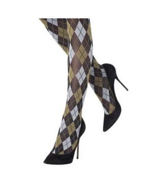 Mi Bas Losange tendance Argyle brun Kaki